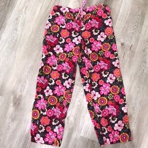 Vera Bradley Corduroy Floral Pants Wide Leg Crop
